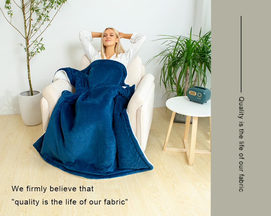 Flannel Sherpa Electric Throw Blanket Details